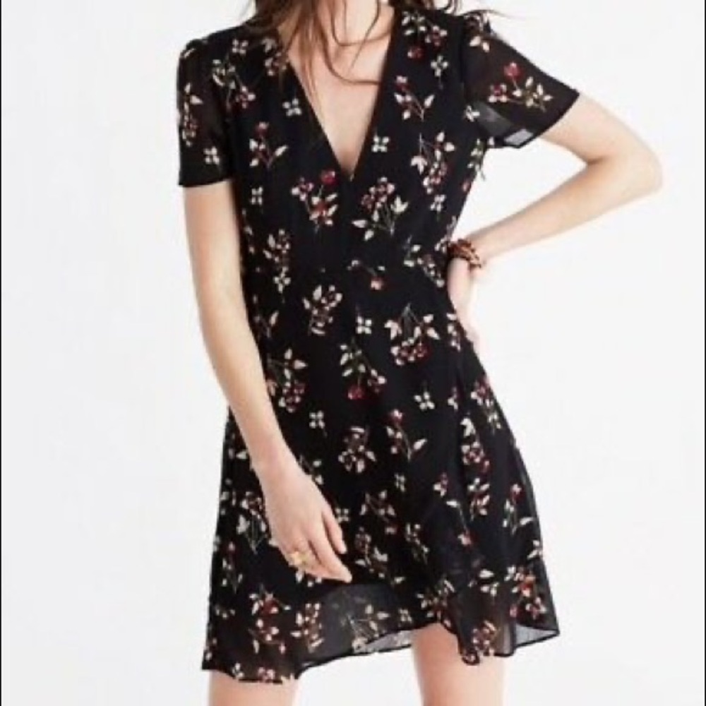 madewell black floral dress